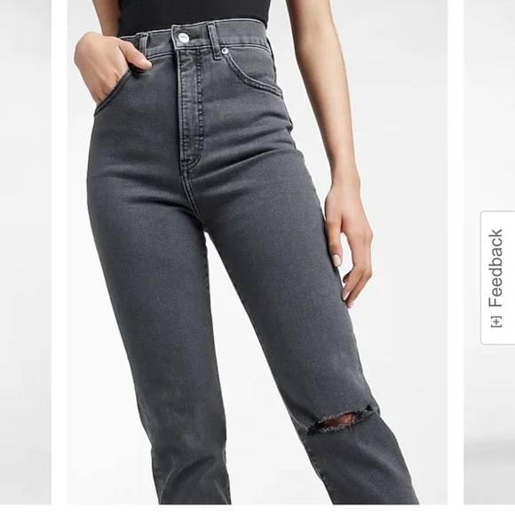 EXPRESS Super High Waisted Black Mom Jeans
